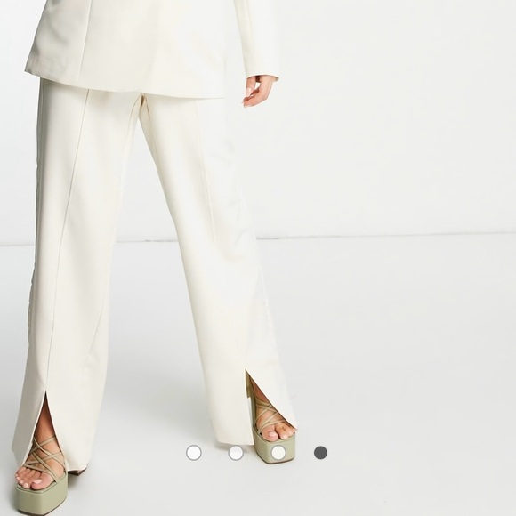 NWT VERO MODA AWARE Suri Split-Front Wide Leg Trousers | Size XL | Cream/Ivory - Picture 3 of 8